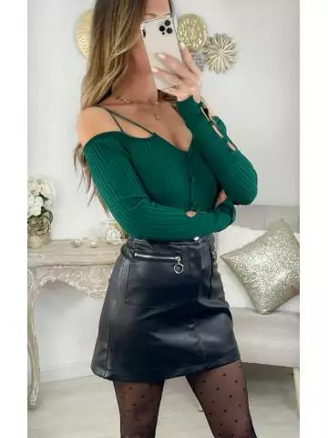 MyLookFeminin,Ma jupe style cuir noire " poches zippées"26 € Vêtements Mode femme fashion