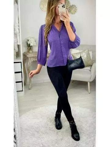 MyLookFeminin,Mon chemisier boutonné et texturé purple24 € Vêtements Mode femme fashion