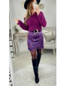 MyLookFeminin,Ma petite jupe effet portefeuille "Purple & Blue Print",prêt à porter mode femme