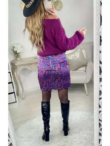 MyLookFeminin,Ma petite jupe effet portefeuille "Purple & Blue Print"28 € Vêtements Mode femme fashion