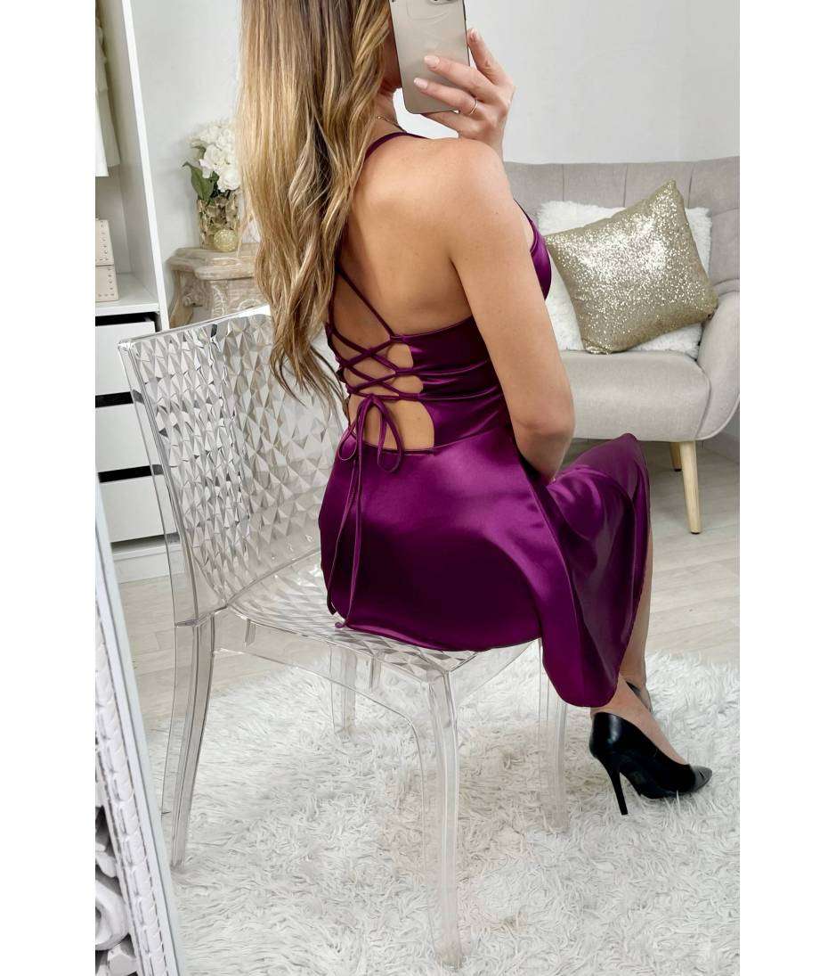 MyLookFeminin,Ma superbe robe satinée purple "dos lacet"28 € Vêtements Mode femme fashion