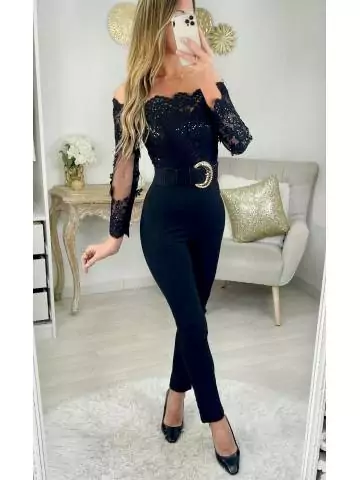 MyLookFeminin,Ma superbe combi pantalon noire "broderies & sequins"29 € Vêtements Mode femme fashion