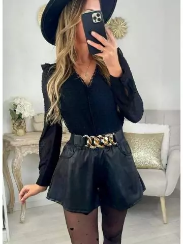 MyLookFeminin,* Mon petit short black style cuir,prêt à porter mode femme