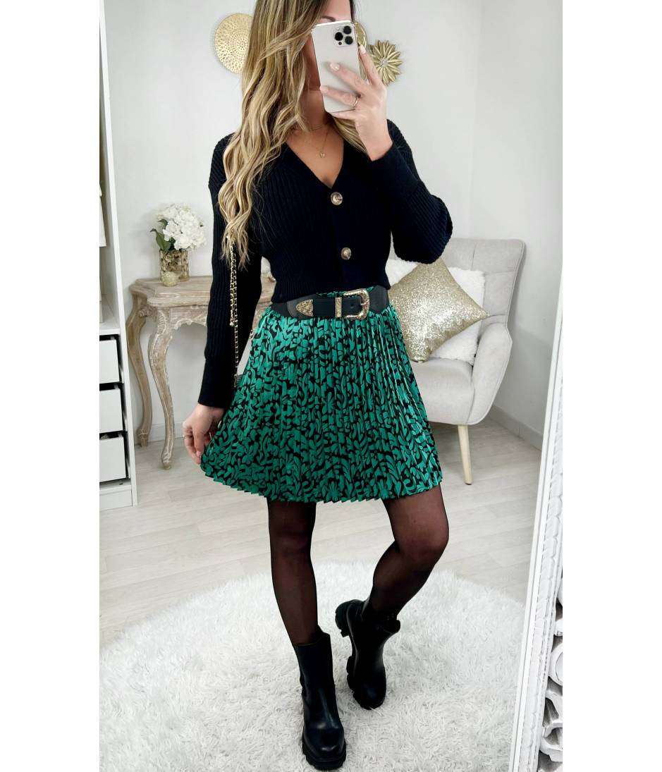 MyLookFeminin,* Ma jupe plissée " Green & black print"22 € Vêtements Mode femme fashion