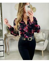 Ma blouse ample col V "blurry flowers"