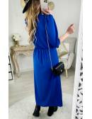 My Look Féminin Ma robe longue bleu roi "drapée & fendue",prêt à porter pour femme