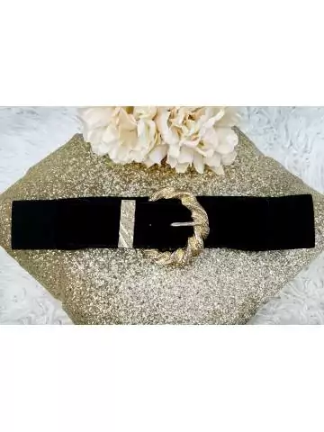 Ma ceinture noire style cuir élastique " boucle gold"