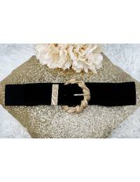 Ma ceinture noire style cuir élastique " boucle gold"