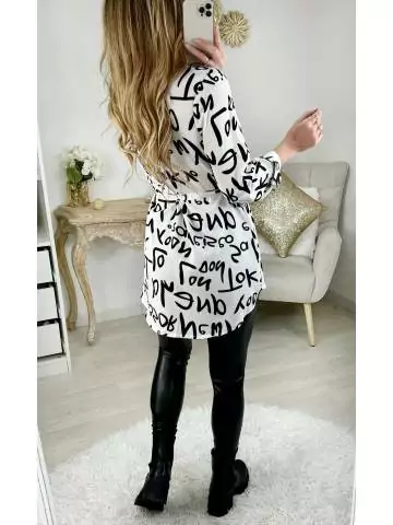 MyLookFeminin,Ma robe/ tunique blanche et sa ceinture " black write"26 € Vêtements Mode femme fashion