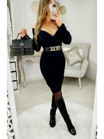 MyLookFeminin,Ma robe noire en lainage côtelé "cache cœur"28 € Vêtements Mode femme fashion