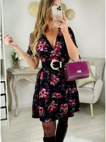 MyLookFeminin,Ma jolie robe col V "blurry flowers",prêt à porter mode femme
