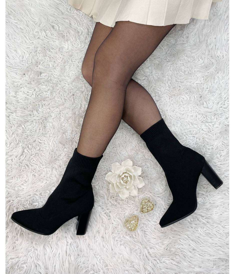 My Look Féminin Mes bottines style chaussettes noires à talons,prêt à porter pour femme