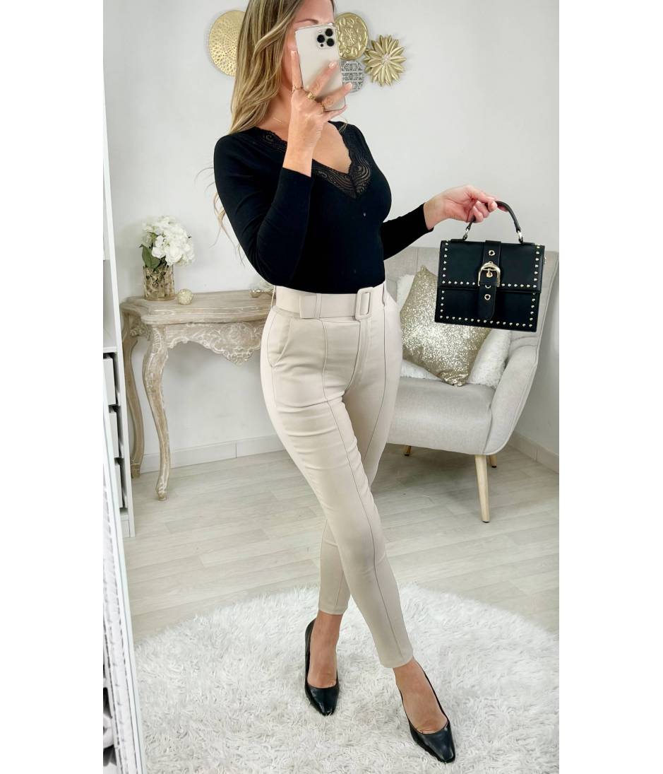 Women's fashion clothing, My beige pants and belt so classic