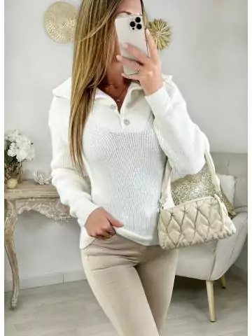 MyLookFeminin,Mon pull tout doux blanc " joli col strass"31 € Vêtements Mode femme fashion
