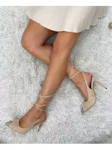 MyLookFeminin,Mes escarpins beige à lacets " strass"25 € Vêtements Mode femme fashion