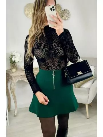 MyLookFeminin,Ma petite jupe en maille vert émeraude "effet patineuse"19 € Vêtements Mode femme fashion