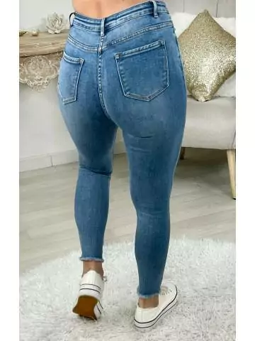 MyLookFeminin,Mon Jeans slim bleu " bas used"28 € Vêtements Mode femme fashion