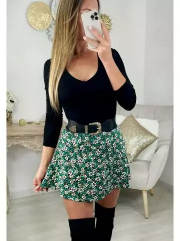 MyLookFeminin,Ma jupe short " Green flowers",prêt à porter mode femme