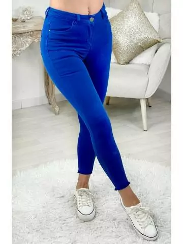 MyLookFeminin,Mon jeans taille haute bleu roi " bas used",prêt à porter mode femme