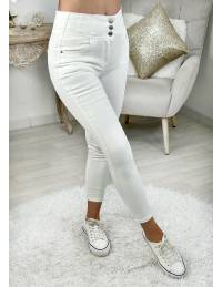 Mon Jeans blanc taille haute "three buttons"