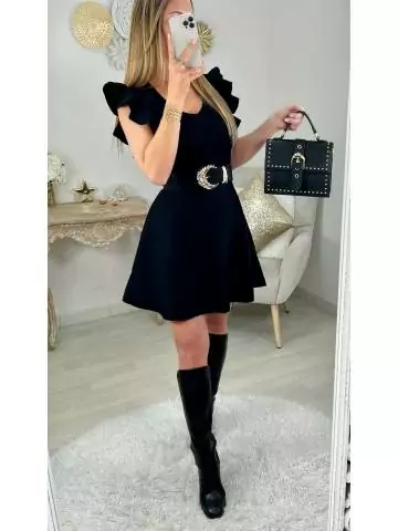 MyLookFeminin,Ma petite robe noir côtelée " épaules volants"28 € Vêtements Mode femme fashion