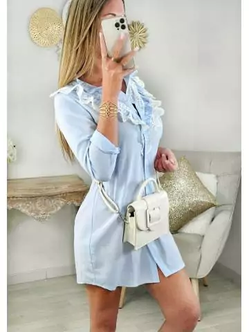 MyLookFeminin,Ma petite robe bleu ciel " broderies & volants"29 € Vêtements Mode femme fashion