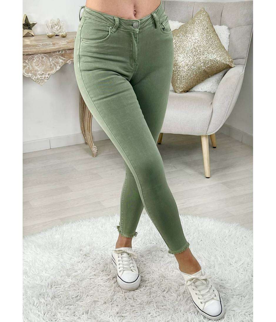 My Look Féminin Mon jeans taille haute vert olive" bas used",prêt à porter pour femme