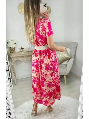 MyLookFeminin,Ma robe longue cache cœur " Fuchsia & red flowers",prêt à porter mode femme
