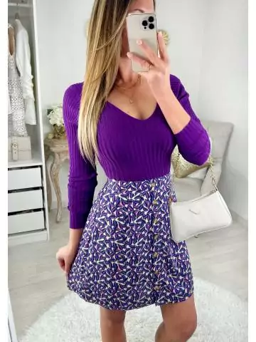 MyLookFeminin,Ma jupe boutonnée " purple spring"26 € Vêtements Mode femme fashion