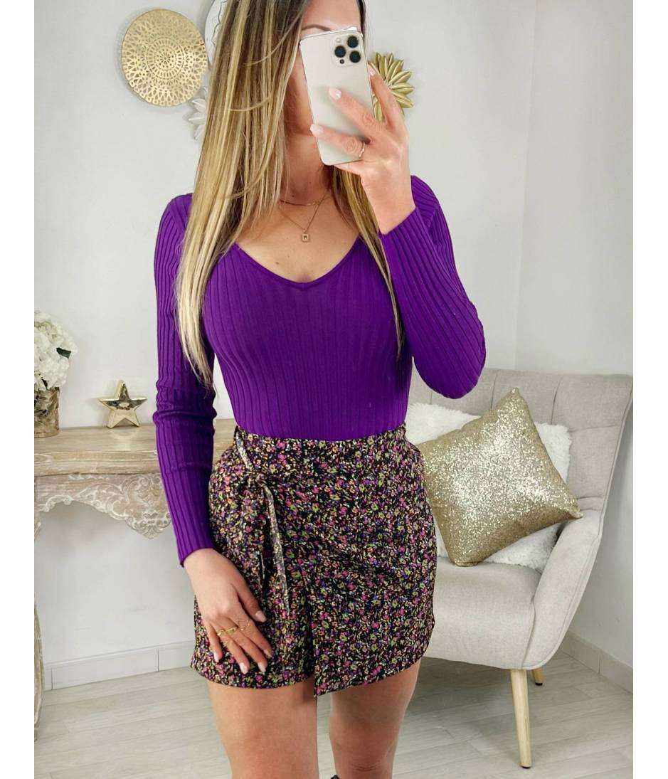 MyLookFeminin,Ma jupe short effet portefeuille " spring print",prêt à porter mode femme