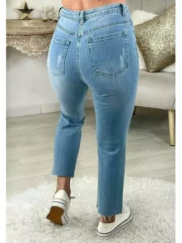MyLookFeminin,Mon jeans bleu "used & cropped",prêt à porter mode femme