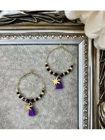 MyLookFeminin,Mes jolies Boucles d'oreilles "Créoles & purple charms",prêt à porter mode femme