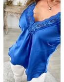 My Look Féminin Mon petit top bleu roi " col dentelle ",prêt à porter pour femme