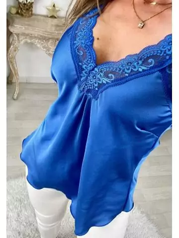 My little royal blue top "lace collar"