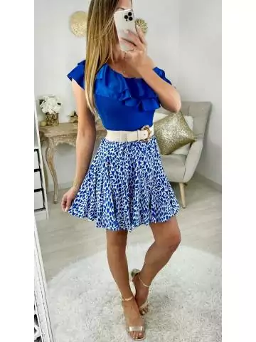 MyLookFeminin,Ma petite jupe à volants "blue heart"26 € Vêtements Mode femme fashion