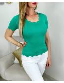 My Look Féminin Mon joli top en maille col festonné " so green",prêt à porter pour femme