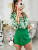 My Look Féminin Mon chemisier boutonné & satiné "green print",prêt à porter pour femme