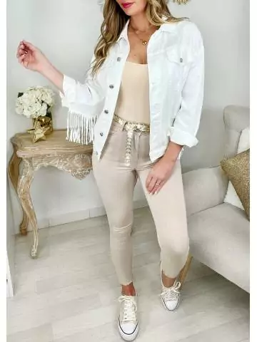 MyLookFeminin,Ma veste en jeans blanche "broderies & franges"29 € Vêtements Mode femme fashion