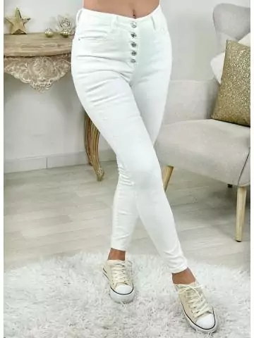 MyLookFeminin,Mon jeans slim blanc " five buttons",prêt à porter mode femme