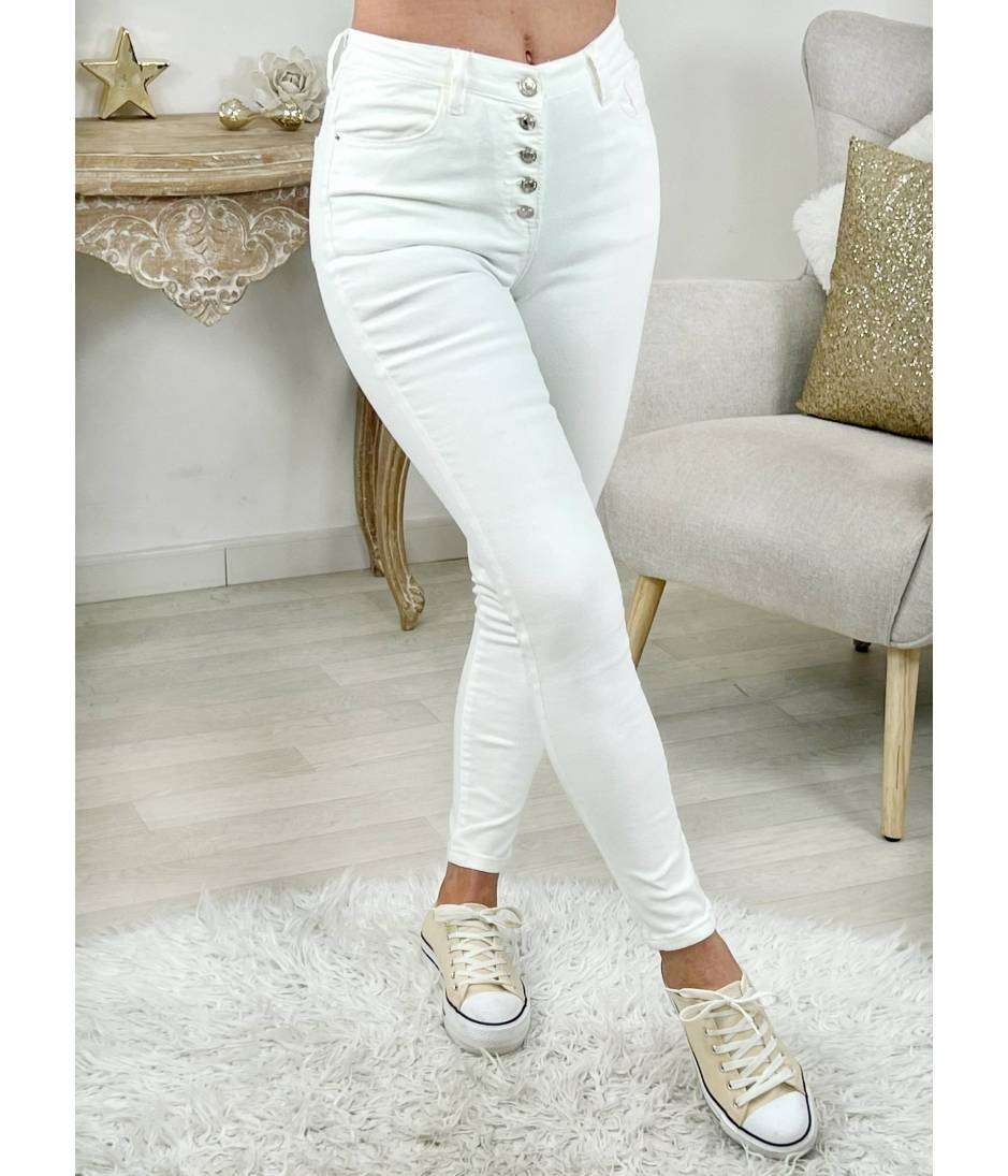 My Look Féminin Mon jeans slim blanc " five buttons",prêt à porter pour femme