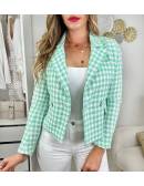My Look Féminin Ma veste en tweed lumineuse " green & white",prêt à porter pour femme