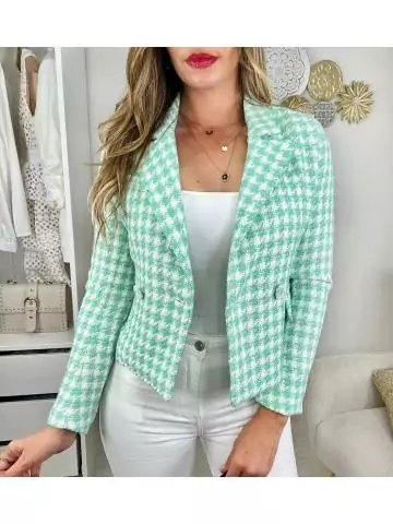 Ma veste en tweed lumineuse " green & white"