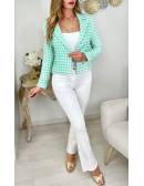 My Look Féminin Ma veste en tweed lumineuse " green & white",prêt à porter pour femme