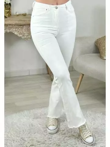 MyLookFeminin,Mon jeans taille haute blanc " flare & used",prêt à porter mode femme