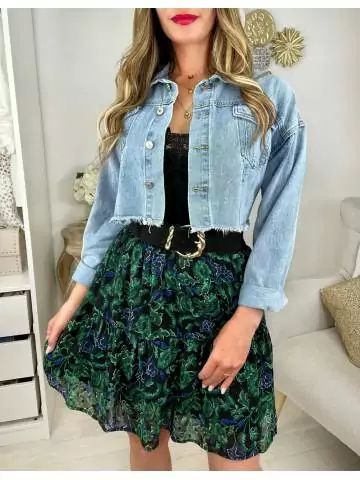 MyLookFeminin,Ma petite jupe à volants " green & blue flowers",prêt à porter mode femme