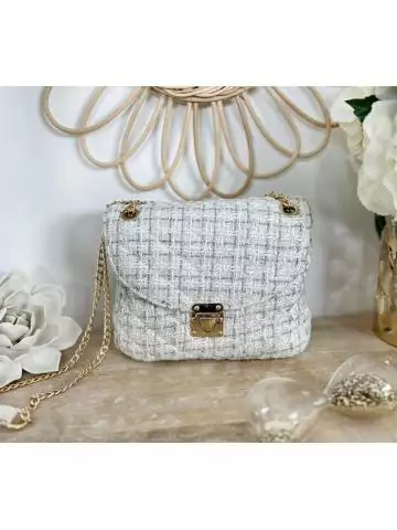 MyLookFeminin,Mon sac blanc scintillant " gold chain"22 € Vêtements Mode femme fashion