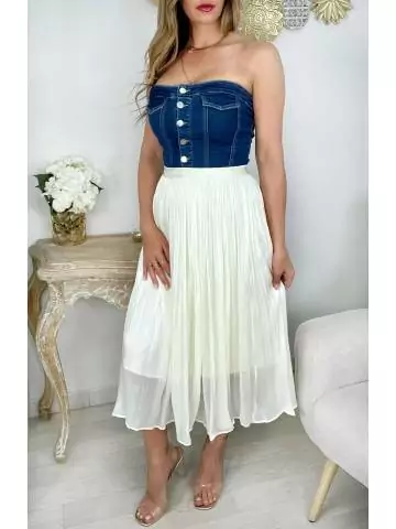 MyLookFeminin,Mon jupon long cream "irisé & plissé"29 € Vêtements Mode femme fashion
