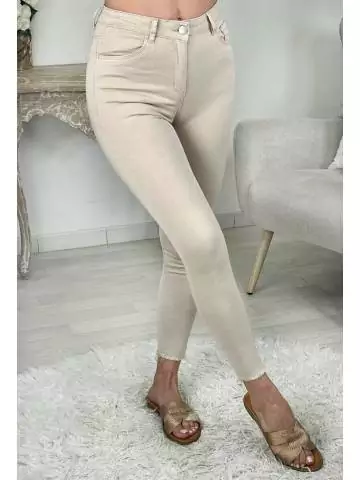 MyLookFeminin,Mon jeans beige "bas used",prêt à porter mode femme