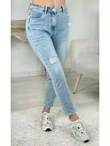 MyLookFeminin,Mon jeans taille haute bleu ciel "mum & used",prêt à porter mode femme