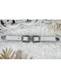 Ma ceinture blanche style cuir "Double boucle Silver"